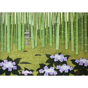 大津 一幸 (おおつ かずゆき)の木版画作品 題:竹の夏(たけのなつ) 専用額付き(簡易化粧箱入り) - アイテム検索