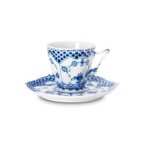 ロイヤルコペンハーゲン(Royal copenhagen) ブルーフル―テッド フルレース(Blue Fluted Full Lace)【コーヒーカップ&ソーサー】 1客(化粧箱なし)