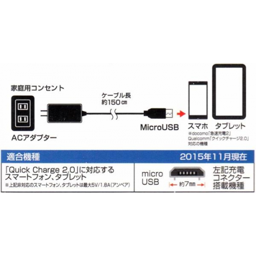 ★新PSE規格対応・スマホ&タブレット超急速充電器1.5m akj-nqj15 画像