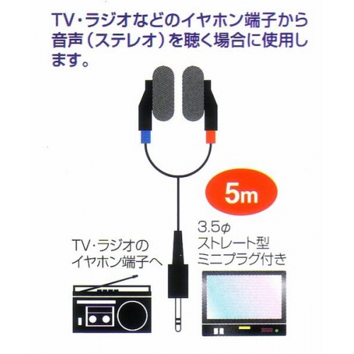 大型TVに最適★5mのロングコードステレオインナーホン新品 eh-5 画像