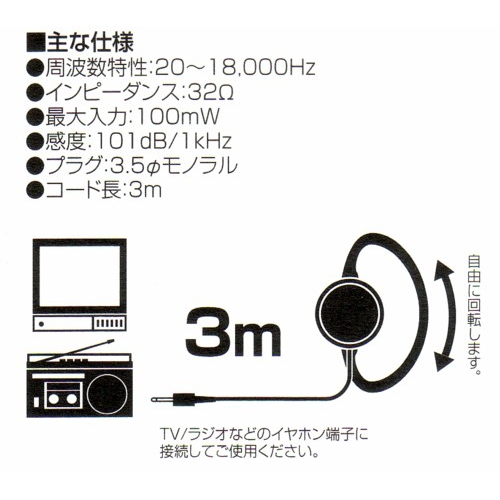 ★外れにくい耳かけイヤホン3m・新品 meh-3s 画像